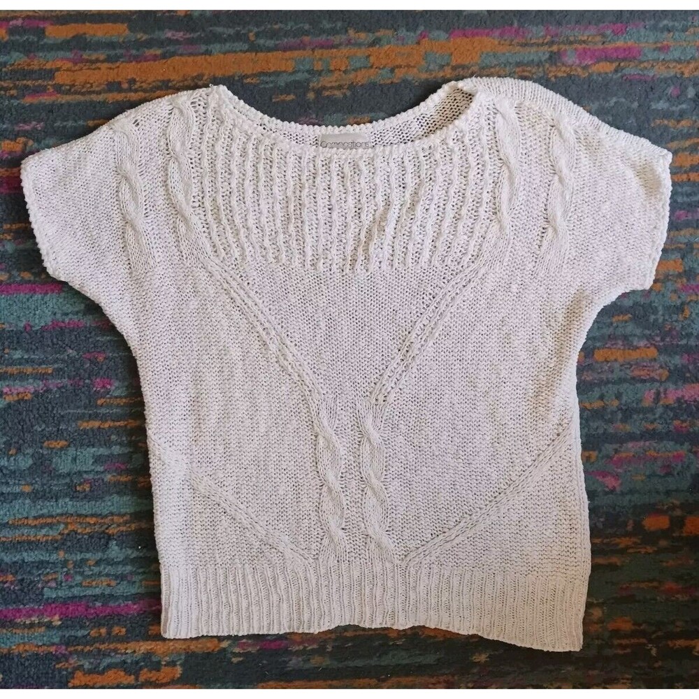 Vtg Compositions Crochet Knit Top Womens Medium White Cottage Core Beach Boho